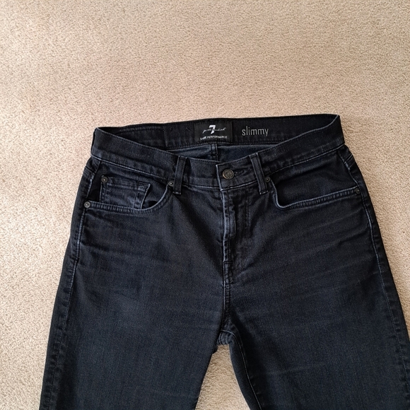 7 for All Mankind Slimmy Jeans Men's 29 Black Luxe Performance Slim Straight Leg - Picture 4 of 16